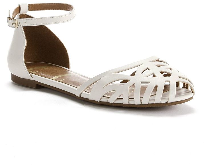 white caged sandals