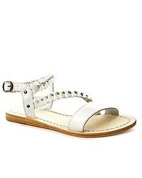 Bronx Just Kick It White Open Toe Leather Gladiator Sandals Shoes