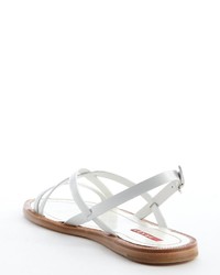 Prada Sport White Leather Crisscross Strap Sandals