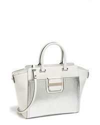 Milly Colby Metallic Leather Tote White