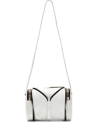 Kara White Pebbled Leather Zip Detail Shoulder Bag