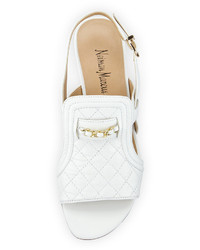 Neiman Marcus Bandele Quilted Leather Sandal White