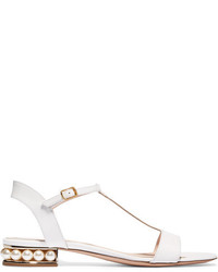 Nicholas Kirkwood Casati Embellished Patent Leather Sandals White
