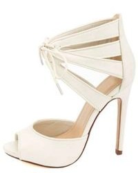 Charlotte Russe Heart In D Lace Up Cut Out Peep Toe Heels