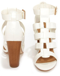 Dollhouse Heritage White Caged High Heel Sandals