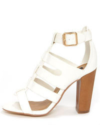 Dollhouse Heritage White Caged High Heel Sandals