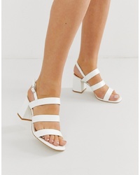 Raid Wide Fit Louise White Mid Heeled Sandals