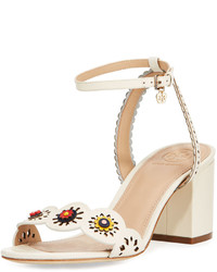 Tory Burch Marguerite Perforated Low Heel Sandal Ivory