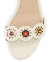 Tory Burch Marguerite Perforated Low Heel Sandal Ivory