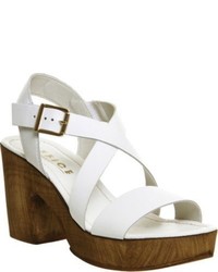 Office Michigan Leather Cross Strap Heeled Sandals