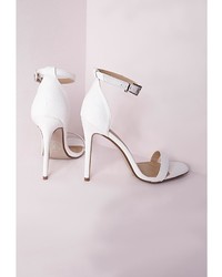 Missguided Barely There Strappy Heeled Sandals White Croc