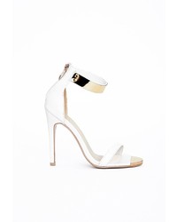 Missguided Kim Gold Plate Ankle Strap Heeled Sandals White