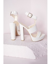 Missguided Platform Ankle Strap Heeled Sandals White