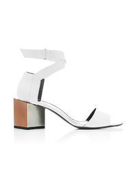 Pierre Hardy Monolite White Leather Low Heels With Stacked Heel