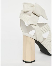 Senso Neave Stone Leather Tie Up Metallic Heel Sandals