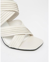 Senso Neave Stone Leather Tie Up Metallic Heel Sandals