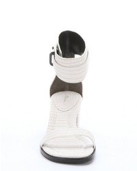3.1 Phillip Lim Optic White Croc Embossed Leather Coco Mid Heel Sandals