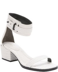 3.1 Phillip Lim Optic White Croc Embossed Leather Coco Mid Heel Sandals