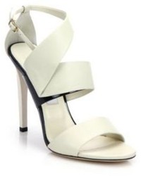 Jimmy Choo Trapeze Asymmetrical Leather Patent Leather Sandals