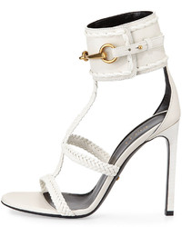 Gucci Ursula Braided Leather Sandal White