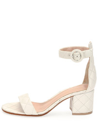 Gianvito Rossi Versilia Quilted Mid Heel Sandal Off White