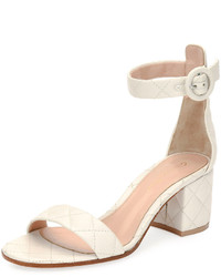 Gianvito Rossi Versilia Quilted Mid Heel Sandal Off White