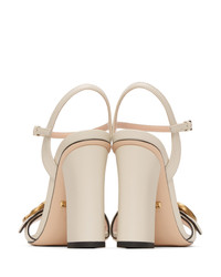 Gucci White Gg Marmont Heeled Sandals