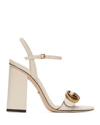 Gucci White Gg Marmont Heeled Sandals