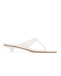 By Far White Leather Jack Heeled Sandals