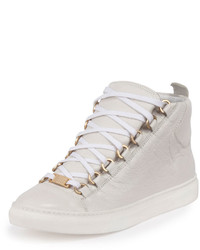 Balenciaga Arena Leather High Top Sneaker White