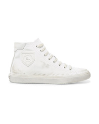 Saint Laurent Bedford Logo Appliqued Distressed Leather High Top Sneakers