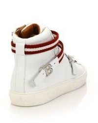 Bally Buckled Leather High Top Sneakers