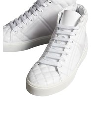 Burberry Check Quilted Leather High Top Sneakers