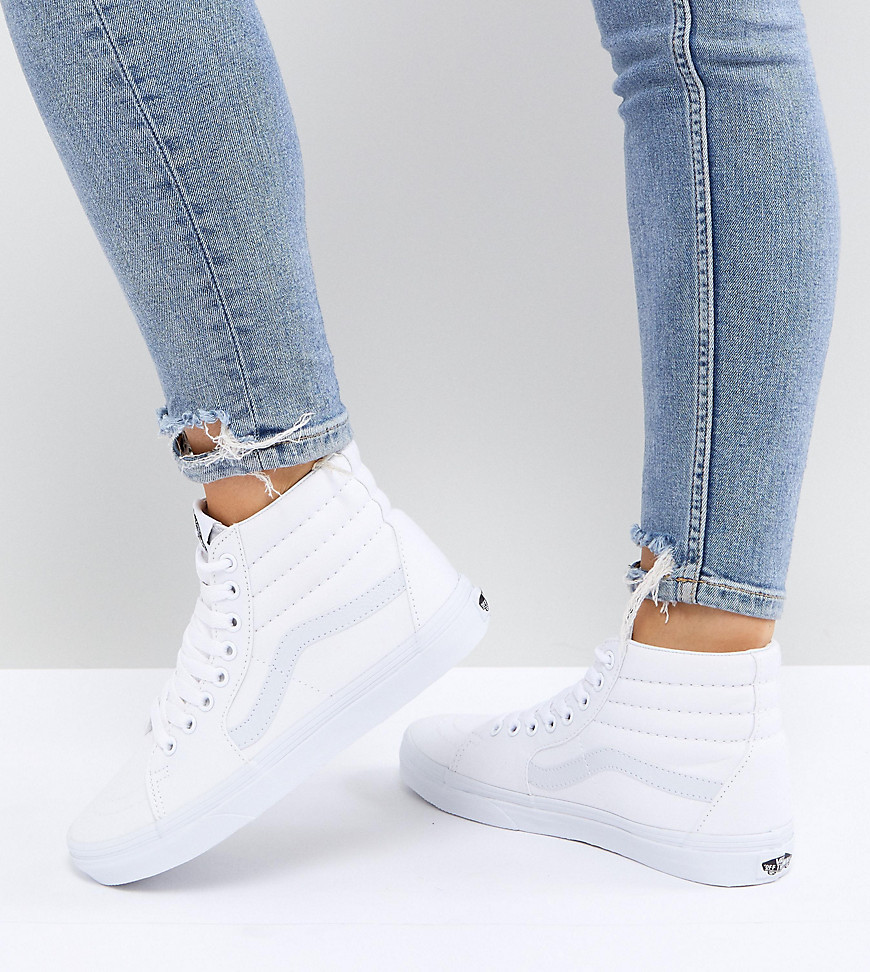 all white leather high top vans