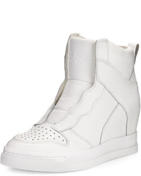 Ash Clone Leather Hidden Wedge High Top Sneaker White