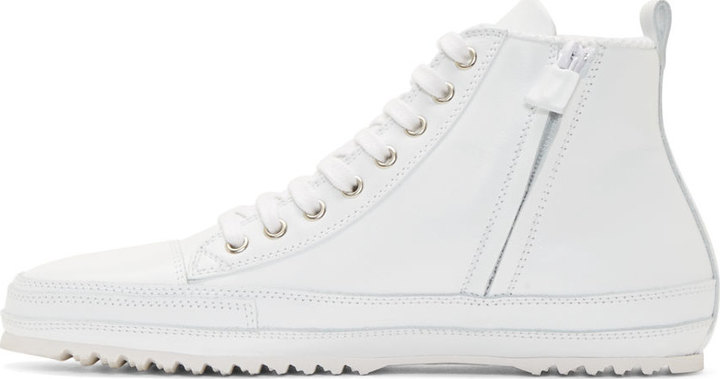 CNC Costume National Costume National White Leather High Top Sneakers ...