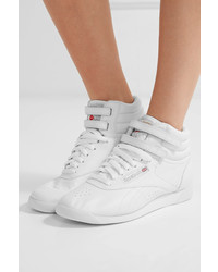 Reebok Freestyle Leather High Top Sneakers White