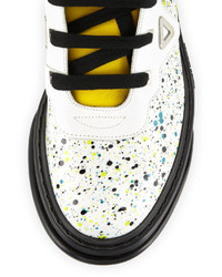Jimmy Choo Galaxy Paint Splatter Leather High Top Sneaker White
