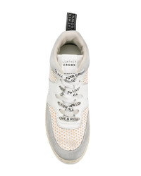 Leather Crown Lace Up Mesh Sneakers