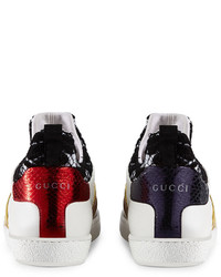Gucci Leather And Lace High Top Sneaker