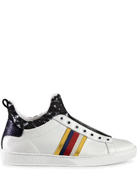 Gucci Leather And Lace High Top Sneaker