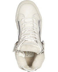 Giuseppe Zanotti Leather High Top Sneakers With Shearling