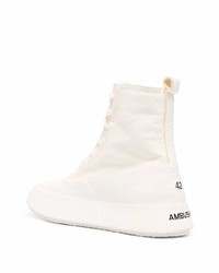 Ambush Leather Mix Hi Top Sneaker Off White Bla