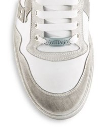 Galliano Leather Suede High Top Sneakers