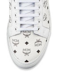 MCM Monogrammed High Top Sneaker White