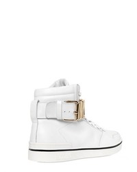 Moschino Logo Lettering Leather High Top Sneakers