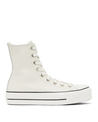 Converse Off White Leather Chuck Lift High Top Sneakers