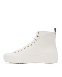 Jil Sander Off White Leather High Top Sneakers