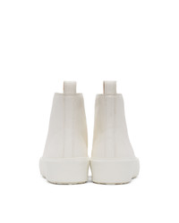 Jil Sander Off White Leather High Top Sneakers