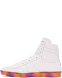 Saint Laurent Off White Leather Sl 10h Court Classic High Top Sneakers